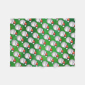 Baseball in Santa Hat Pattern op Green Fleece Deken (Voorkant (Horizontaal))