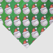 Baseball in Santa Hat Pattern op Green Tissuepapier (Detail)