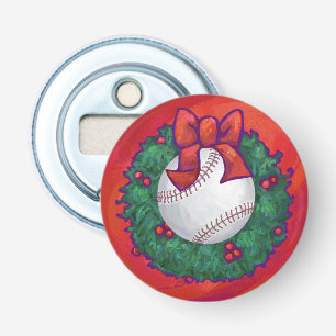 Baseball in Wreath op Red Button Flesopener