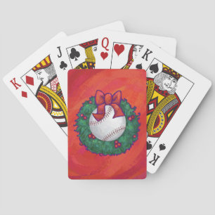 Baseball in Wreath op Red Pokerkaarten