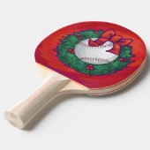 Baseball in Wreath op Red Tafeltennisbatje (Voorkant Gekanteld)