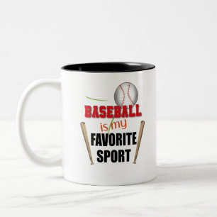 Baseball is mijn favoriete sport tweekleurige koffiemok