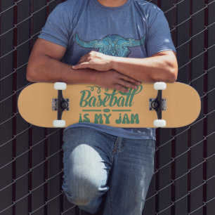 BASEBALL IS MIJN JAM grappige typografische honkba Skateboard
