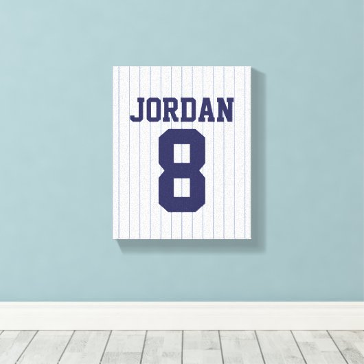 Baseball Jersey met aangepaste naam en nummer Canvas Afdruk (Insitu (Houten vloer))