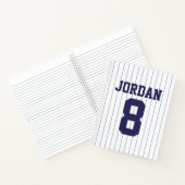 Baseball Jersey met aangepaste naam en nummer Notitieboek (Binnen)