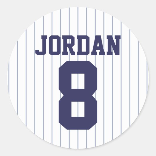 Baseball Jersey met aangepaste naam en nummer Ronde Sticker (Voorkant)