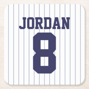 Baseball Jersey met aangepaste naam en nummer Vierkante Kartonnen Onderzetter