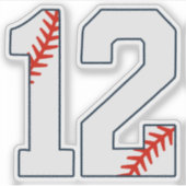 Baseball Jersey Number 12 Sticker (Voorkant)