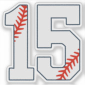 Baseball Jersey Number 15 Sticker (Voorkant)