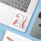 Baseball Jersey Number 21 Sticker (Laptop met iPhone)