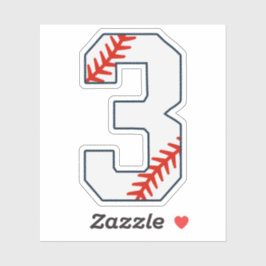 Baseball Jersey Number 3 Sticker