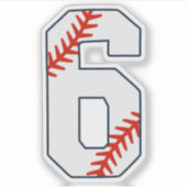 Baseball Jersey Number 6 Sticker (Voorkant)