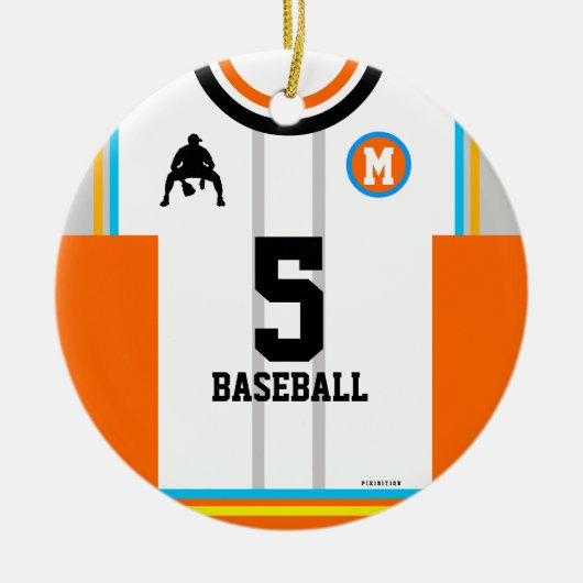 Baseball Jersey Oranje Blue Grey Ornament (Voorkant)
