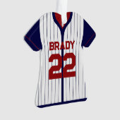 Baseball Jersey Speler Stats Red Navy Keepsake Ornament (voorkant)