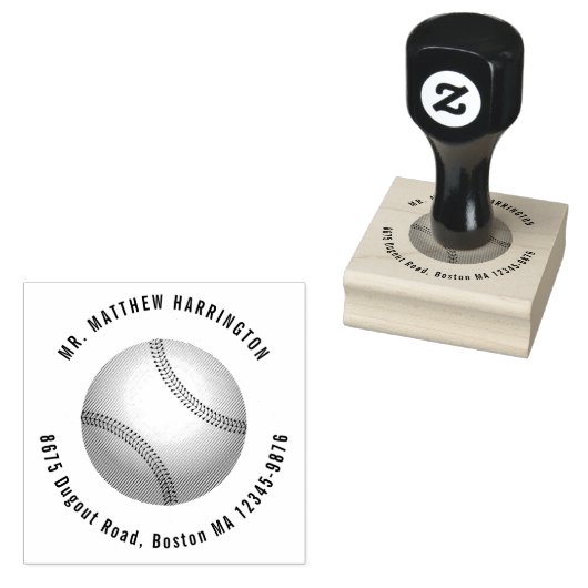Baseball kerels Terug Adres Ronde Tekststempel Rubberstempel (Gestempeld)