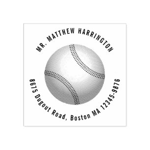 Baseball kerels Terug Adres Ronde Tekststempel Rubberstempel