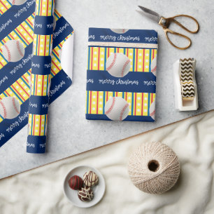 Baseball kerst cadeaupapier