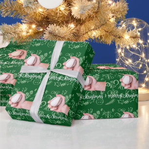 Baseball kerst cadeaupapier