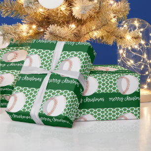 Baseball kerst cadeaupapier