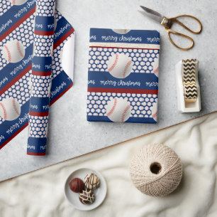 Baseball kerst cadeaupapier