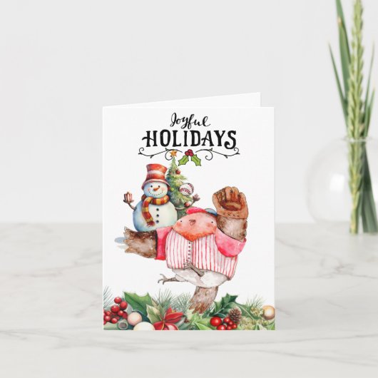 Baseball kerst feestdagen kaart (Voorkant)
