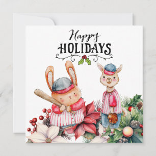 Baseball kerst feestdagenkaart