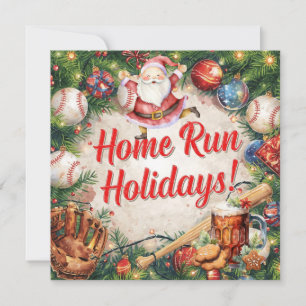 Baseball kerst feestdagenkaart