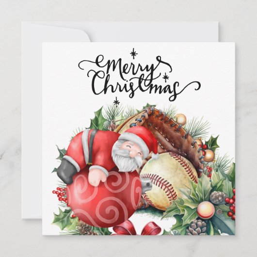 Baseball kerst feestdagenkaart (Voorkant)