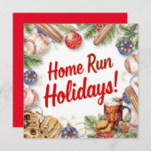 Baseball kerst feestdagenkaart (Voorkant / Achterkant)