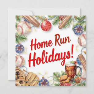 Baseball kerst feestdagenkaart