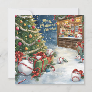 Baseball kerst feestdagenkaart