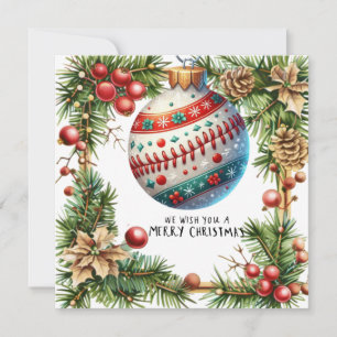 Baseball kerst feestdagenkaart