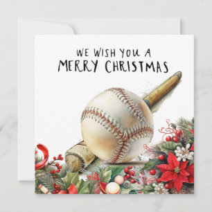 Baseball kerst feestdagenkaart