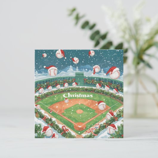 Baseball kerst feestdagenkaart (Staand voorkant)
