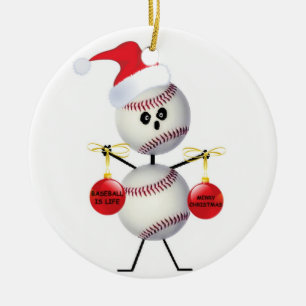 Baseball kerst keramisch ornament