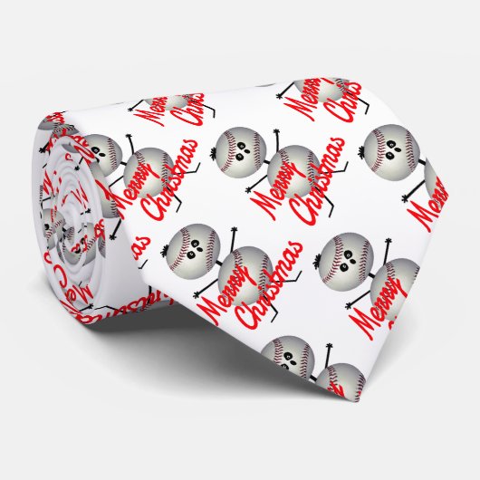 Baseball kerst stropdas (Opgerold)