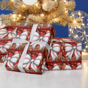 Baseball Kerstmis thema voor de speler Cadeaupapier