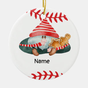 Baseball Kerstmis thema voor de speler Keramisch Ornament