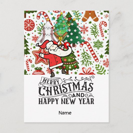 Baseball kerstthema feestdagenkaart (Voorkant)