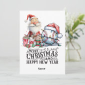 Baseball kerstthema feestdagenkaart (Staand voorkant)