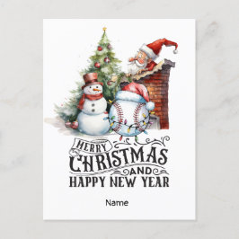Baseball kerstthema feestdagenkaart