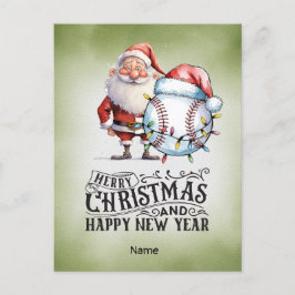 Baseball kerstthema feestdagenkaart