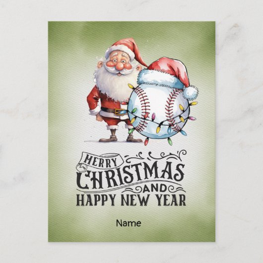 Baseball kerstthema feestdagenkaart (Voorkant)