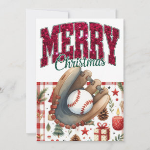 Baseball kerstthema feestdagenkaart