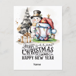 Baseball kerstthema feestdagenkaart