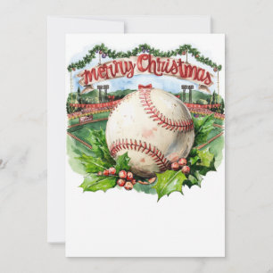Baseball kerstthema in het stadion feestdagenkaart