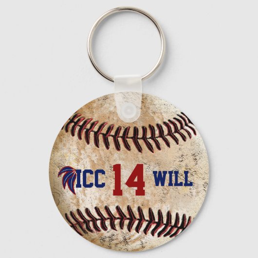   Baseball Key Ring JOUW TEKST Sleutelhanger (Voorkant)