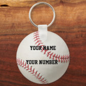 Baseball Keychain ID Label JOUW NAAM & Aantal (Voorkant)