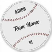 Baseball Kid Team Name Number Vinyl Sticker (Devant)