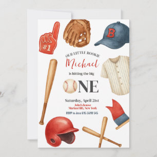 Baseball Kinder uitnodiging voor eerste verjaardag